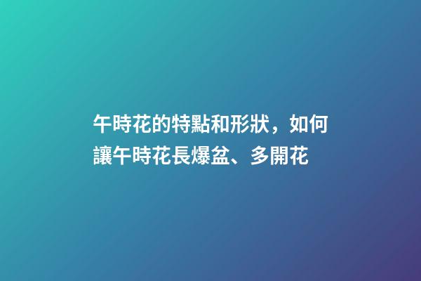 午時花的特點和形狀，如何讓午時花長爆盆、多開花-第1張-觀點-玄機派