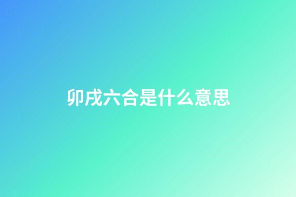 卯戌六合是什么意思