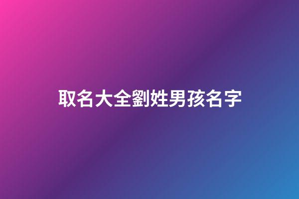 取名大全劉姓男孩名字(劉姓男孩名字2023年名字大全)-第1張-男孩起名-玄機派
