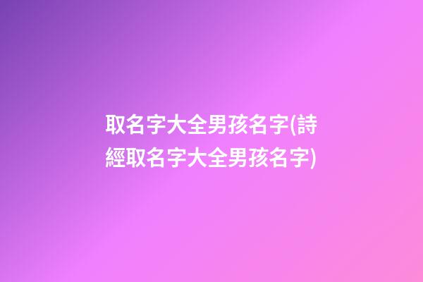 取名字大全男孩名字(詩經取名字大全男孩名字)