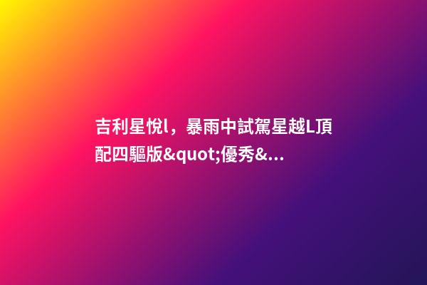 吉利星悅l，暴雨中試駕星越L頂配四驅版&quot;優秀&quot;打滿公屏!-第1張-觀點-玄機派
