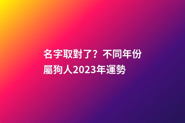 名字取對了？不同年份屬狗人2023年運勢