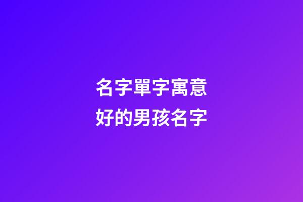 名字單字寓意好的男孩名字(男孩子名字單字寓意的字)-第1張-男孩起名-玄機派