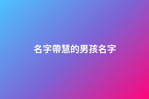 名字帶慧的男孩名字(帶慧字的男孩子名字)-第1張-男孩起名-玄機派