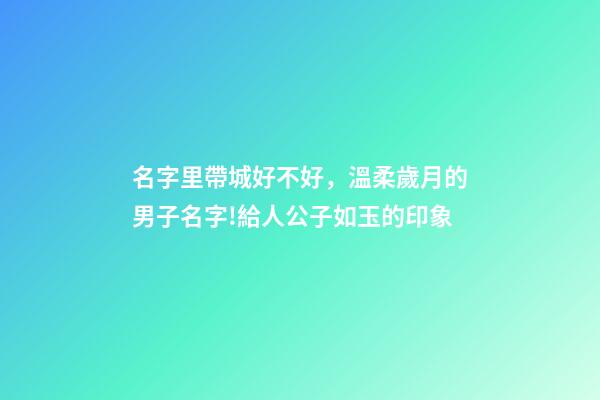 名字里帶城好不好，溫柔歲月的男子名字!給人公子如玉的印象-第1張-觀點(diǎn)-玄機(jī)派