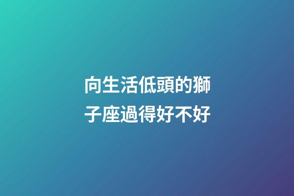 向生活低頭的獅子座過得好不好-第1張-星座運勢-玄機派