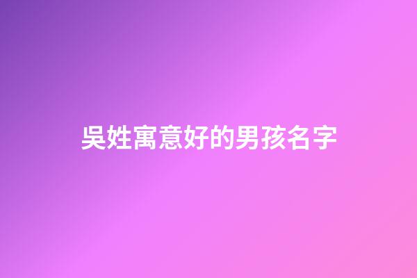 吳姓寓意好的男孩名字(吳姓寓意好的男孩名字屬龍)-第1張-男孩起名-玄機派