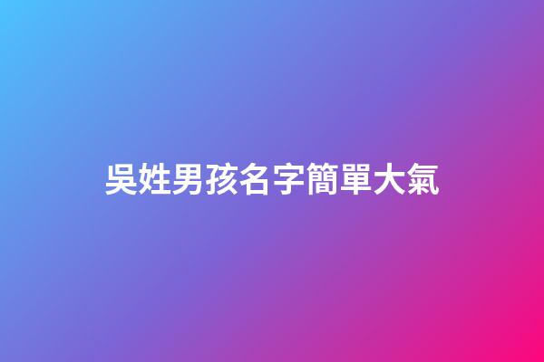 吳姓男孩名字簡單大氣(吳姓男孩名字簡單大氣2023)-第1張-男孩起名-玄機派