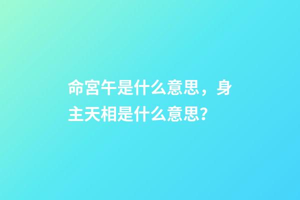 命宮午是什么意思，身主天相是什么意思？-第1張-觀點-玄機派