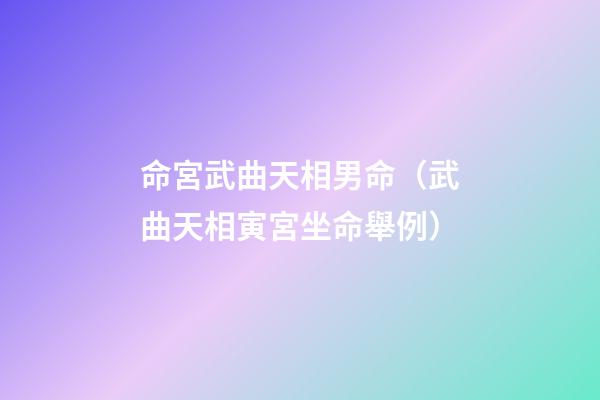 命宮武曲天相男命（武曲天相寅宮坐命舉例）-第1張-觀點-玄機派