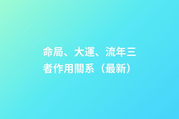 命局、大運、流年三者作用關系（最新）