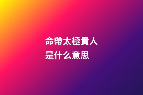 命帶太極貴人是什么意思