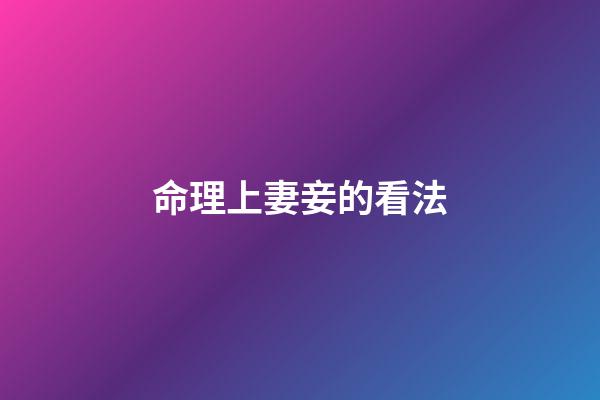 命理上妻妾的看法