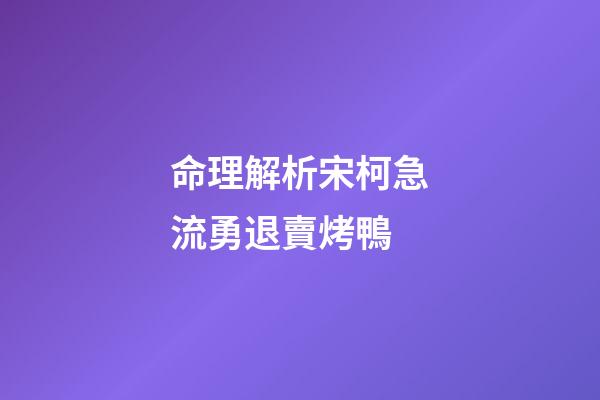 命理解析宋柯急流勇退賣烤鴨