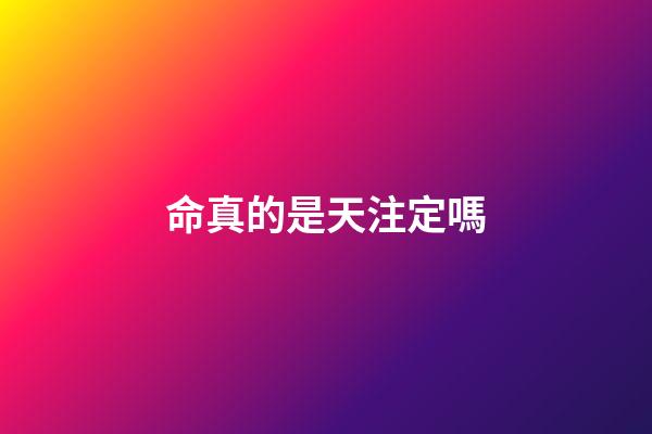 命真的是天注定嗎