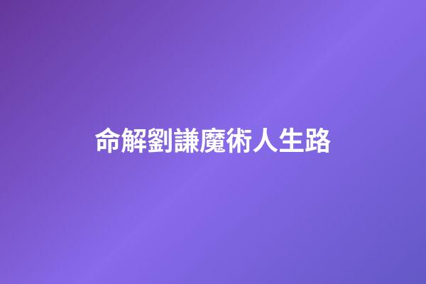 命解劉謙魔術人生路