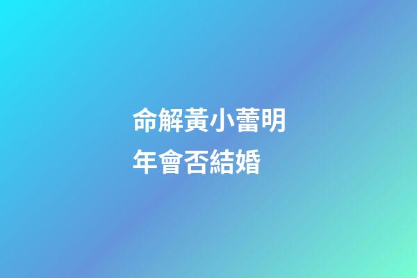 命解黃小蕾明年會否結婚