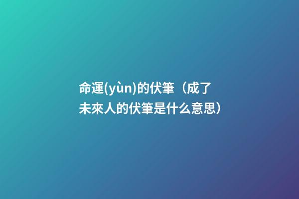 命運(yùn)的伏筆（成了未來人的伏筆是什么意思）-第1張-觀點(diǎn)-玄機(jī)派