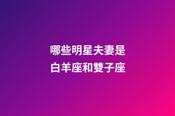 哪些明星夫妻是白羊座和雙子座-第1張-星座運勢-玄機派