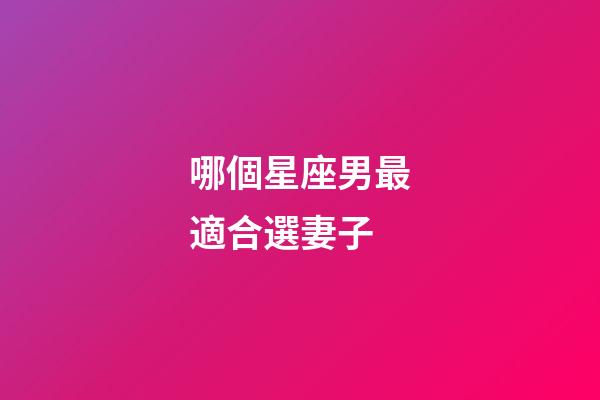 哪個星座男最適合選妻子-第1張-星座運勢-玄機派