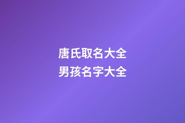 唐氏取名大全男孩名字大全(唐氏男寶寶名字有哪些)-第1張-男孩起名-玄機派