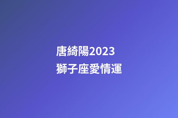 唐綺陽2023獅子座愛情運-第1張-星座運勢-玄機派