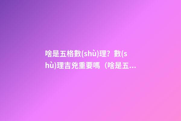 啥是五格數(shù)理？數(shù)理吉兇重要嗎（啥是五格數(shù)理?數(shù)理吉兇重要嗎視頻）