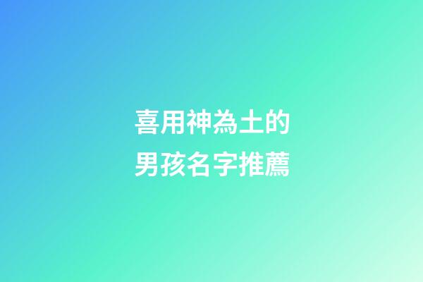 喜用神為土的男孩名字推薦