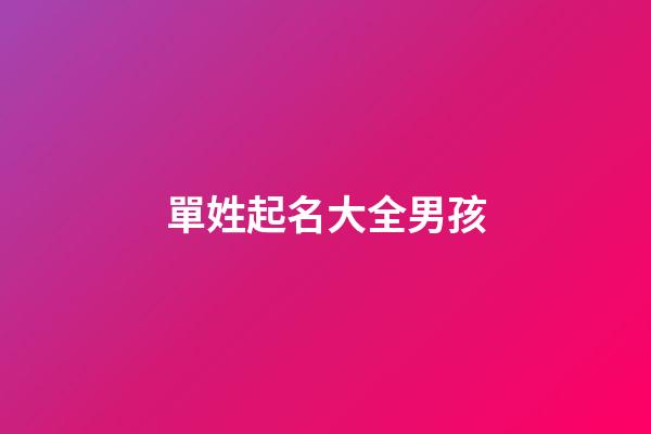 單姓起名大全男孩(單姓起名大全男孩兩字)-第1張-男孩起名-玄機派