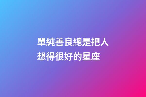 單純善良總是把人想得很好的星座-第1張-星座運勢-玄機派