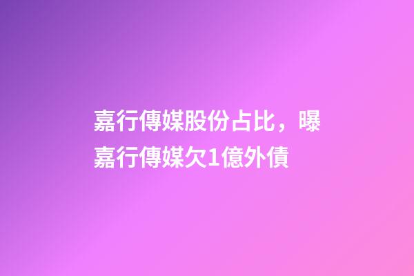 嘉行傳媒股份占比，曝嘉行傳媒欠1億外債-第1張-觀點-玄機(jī)派