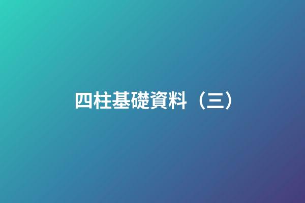 四柱基礎資料（三）