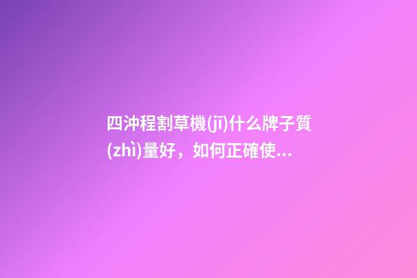 四沖程割草機(jī)什么牌子質(zhì)量好，如何正確使用和保養(yǎng)割灌機(jī)(割草機(jī))-第1張-觀點-玄機(jī)派