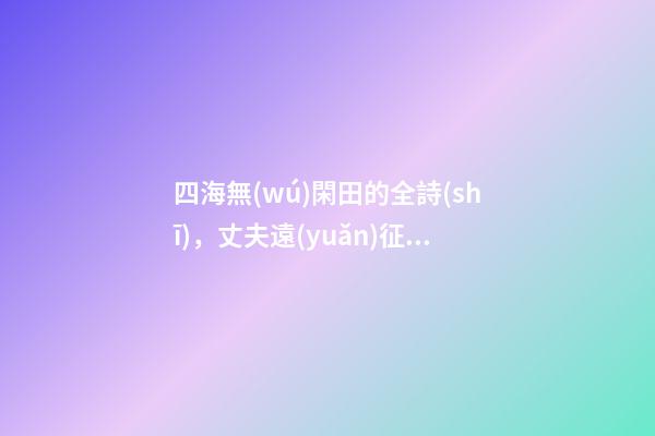 四海無(wú)閑田的全詩(shī)，丈夫遠(yuǎn)征戍邊-第1張-觀點(diǎn)-玄機(jī)派