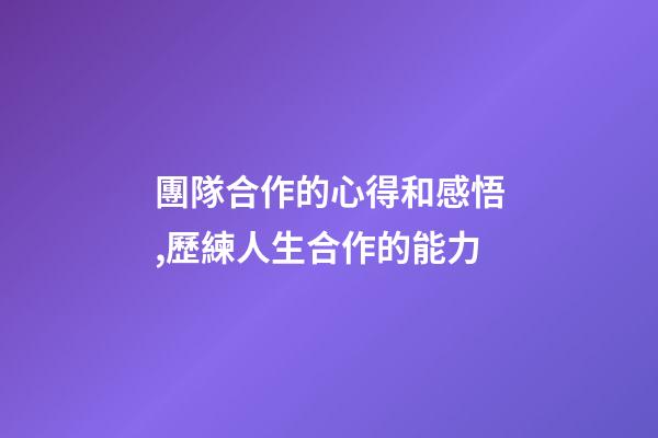 團隊合作的心得和感悟,歷練人生合作的能力-第1張-觀點-玄機派