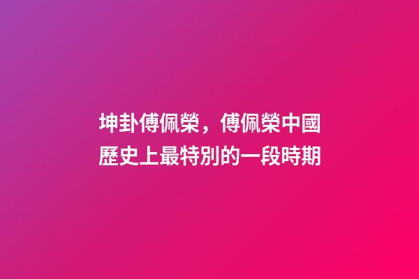 坤卦傅佩榮，傅佩榮中國歷史上最特別的一段時期-第1張-觀點-玄機(jī)派