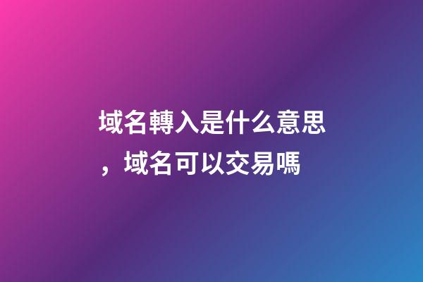 域名轉入是什么意思，域名可以交易嗎-第1張-觀點-玄機派