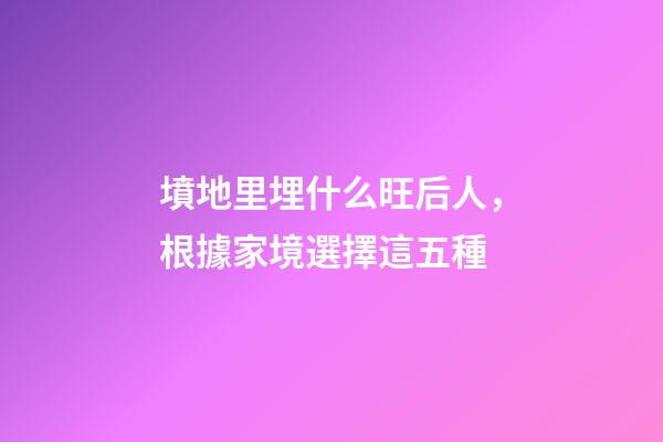 墳地里埋什么旺后人，根據家境選擇這五種