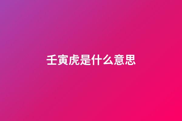壬寅虎是什么意思