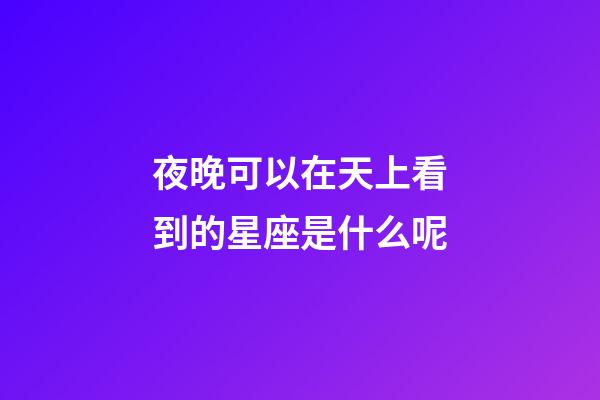夜晚可以在天上看到的星座是什么呢-第1張-星座運(yùn)勢(shì)-玄機(jī)派