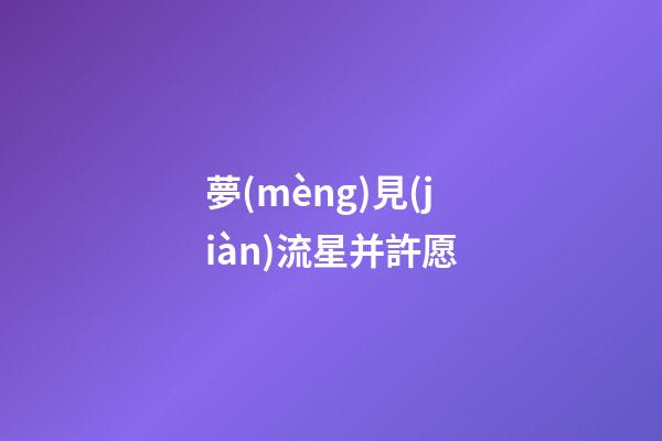 夢(mèng)見(jiàn)流星并許愿