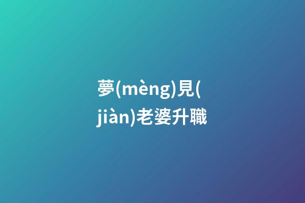 夢(mèng)見(jiàn)老婆升職