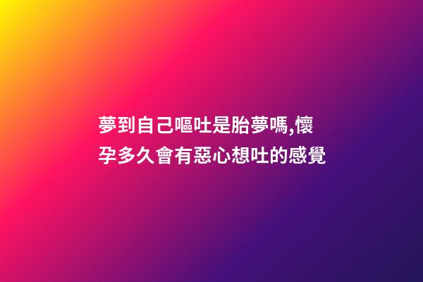 夢到自己嘔吐是胎夢嗎,懷孕多久會有惡心想吐的感覺-第1張-觀點-玄機派