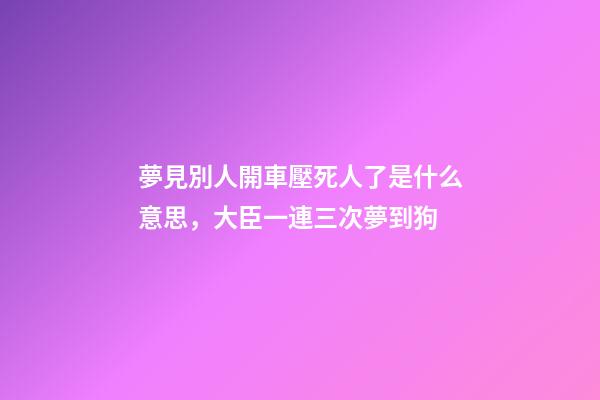 夢見別人開車壓死人了是什么意思，大臣一連三次夢到狗-第1張-觀點-玄機派