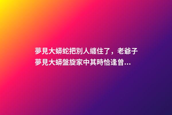 夢見大蟒蛇把別人纏住了，老爺子夢見大蟒盤旋家中其時恰逢曾孫出生-第1張-觀點-玄機派