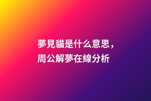 夢見貓是什么意思，周公解夢在線分析