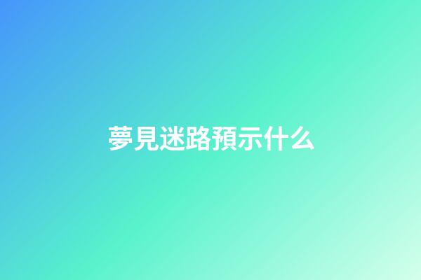 夢見迷路預示什么