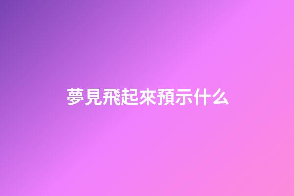 夢見飛起來預示什么