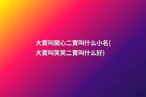 大寶叫開心二寶叫什么小名(大寶叫笑笑二寶叫什么好)