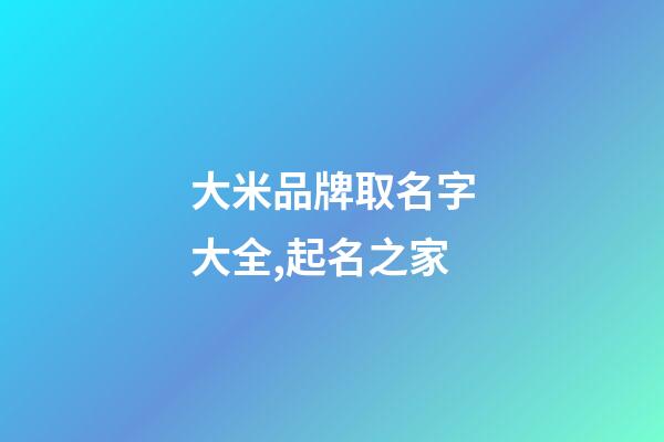 大米品牌取名字大全,起名之家-第1張-商標起名-玄機派
